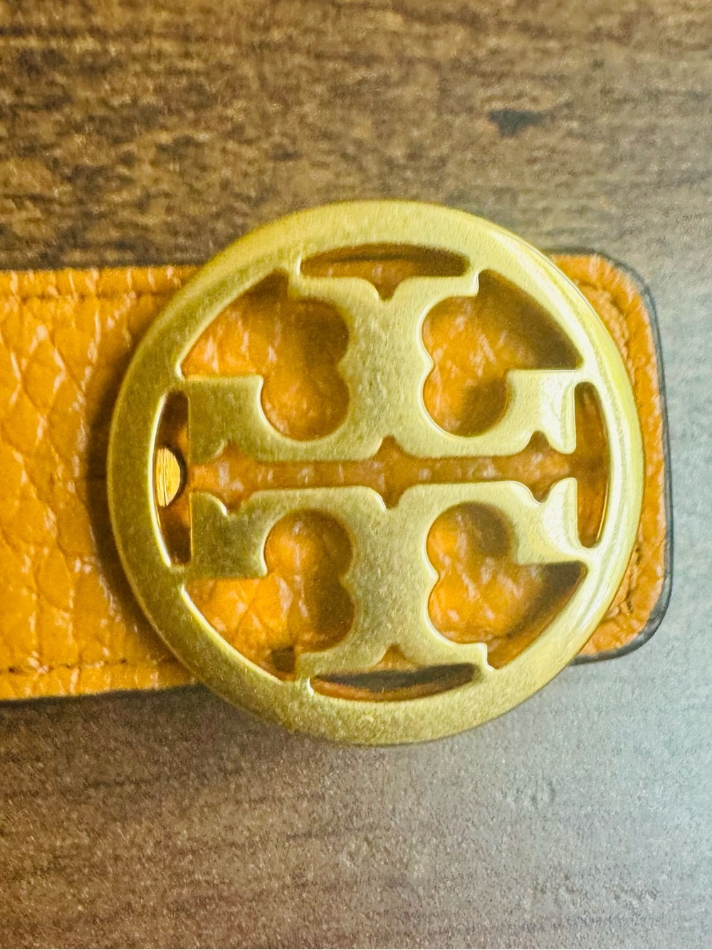Tory Burch 1’ Miller Double T Logo Reversible Tan Gray Leather Belt, size M 41’ - Picture 4 of 8